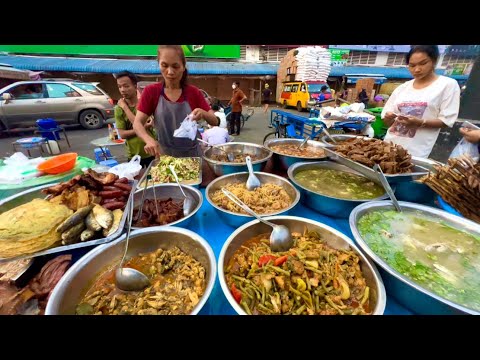 $1 Only ! Delicious Khmer food for dinner in Phnom Penh City - Cambodian street food tour