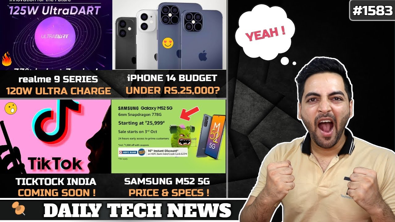 realme 9 120W😯,iPhone Budget Phone Under 25k,Tiktok India Returns,M52 5G Price,Free Fire Max Server
