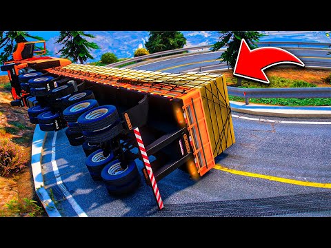 GTA V TRUCKER LIFE | I OVERTURNED MY TRUCK GOING DOWN A DANGEROUS MOUNTAIN 😰 #265