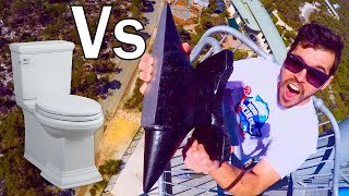 ANVIL Vs. TOILET 45m Drop Test!