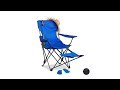 Chaise de camping pliante repose-pieds Noir - Bleu - Métal - Matière plastique - Textile - 87 x 96 x 120 cm