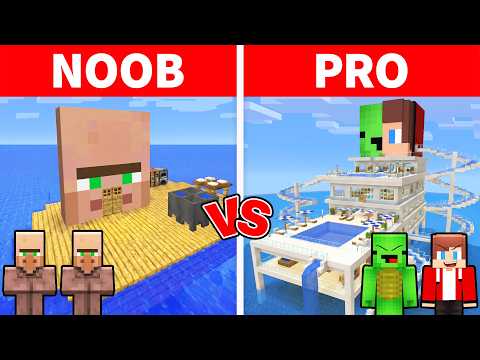 Mikey & JJ vs Villagers - NOOB vs PRO: Sea House Battle in Minecraft (Maizen)