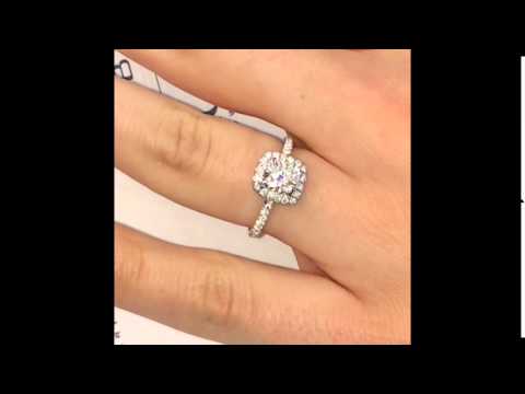 1 Carat Cushion Cut Diamond Halo Engagement Ring