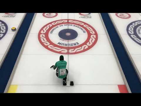 Team Nigeria curling the broomzilla vs Austra at the pre Olympic qualification