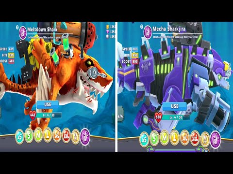 Meltdown shark vs Mecha sharkjira In Hungry Shark World -  New Huge Shark - Gameplay Mod Part 81.