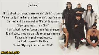 Boo-Yaa T.R.I.B.E. - 911 ft. Eminem &amp; B-Real (Lyrics)