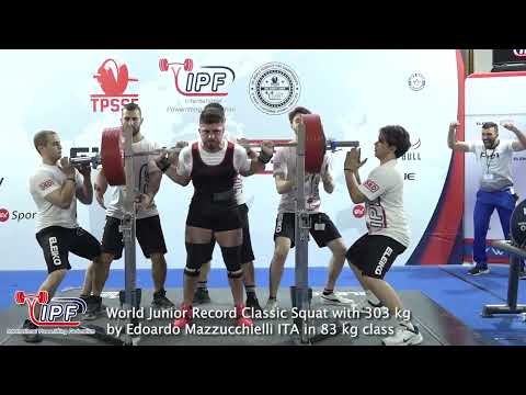 World Junior Record Classic Squat with 303 kg by Edoardo Mazzucchielli ITA in 83 kg class