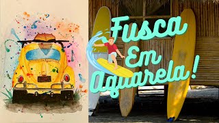 Pintura de Fusca em Aquarela