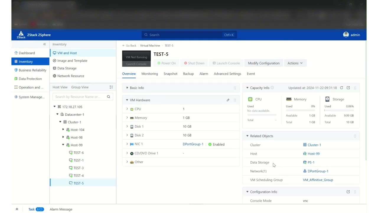 ZStack ZSphere Basic Product Features VM Scheduling Strategy
