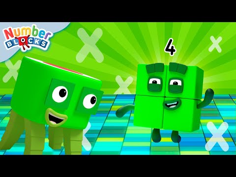 Four Times Tables! - Multiplication Challenge #4 ✖️ | Learn to Count for Kids 123 | @Numberblocks