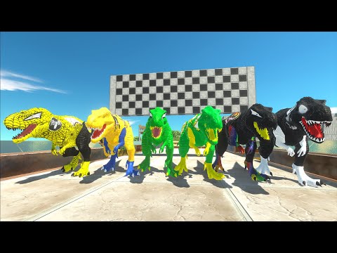 6 T-rex Yellow, Green, Black Dc Marvel Speed Race Championship Animal Revolt Battle Simulator