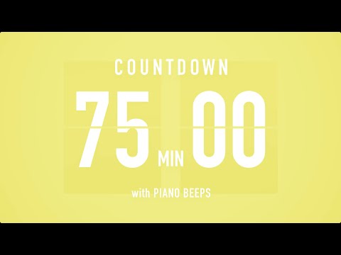 75 Minute Countdown Timer ⏳ Flip Clock with Piano Beeps 🎹🟡