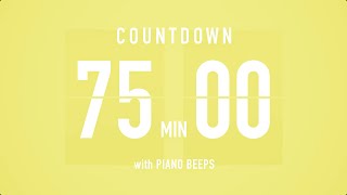 75 Minutes Countdown Timer Flip Clock / + Piano Beeps 🎹