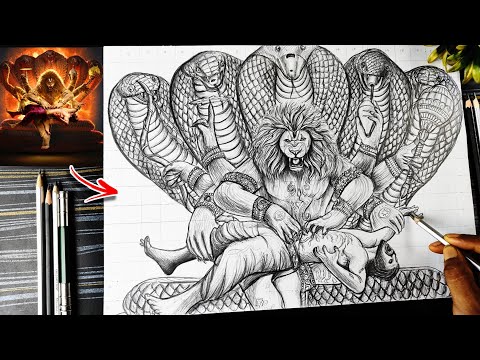 Narasimha Drawing Outline🔥, How To Draw Mahavatar Narasimha, Bhagwan Narsingh Drawing Step By Step