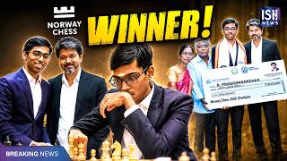 Tamil Nadu CM Vijay Gives Rs 50 Lakh Reward to Chess Champion Praggnanandhaa