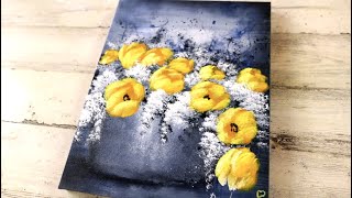 11 Yellow Tulip Flowers | Black and White Abstract Art | Easy for Beginners | Acrylics