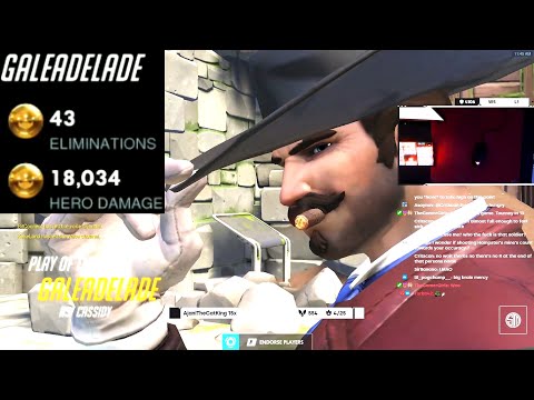 Gale Human Aimbot - Cassidy gameplay! 43 elims! [ Overwatch Season 31 Top 500 ]