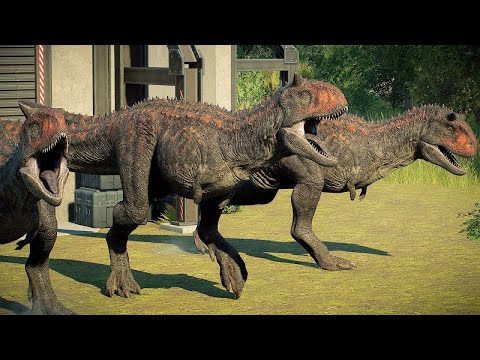 10 Carnotaurus vs 5 Indominus Rex – Brutal Hybrid Battle! | Jurassic World Evolution 2