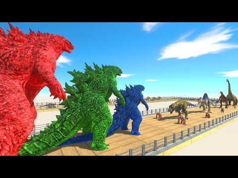 3X GODZILLA DEATH RUN - Animal Revolt Battle Simulator