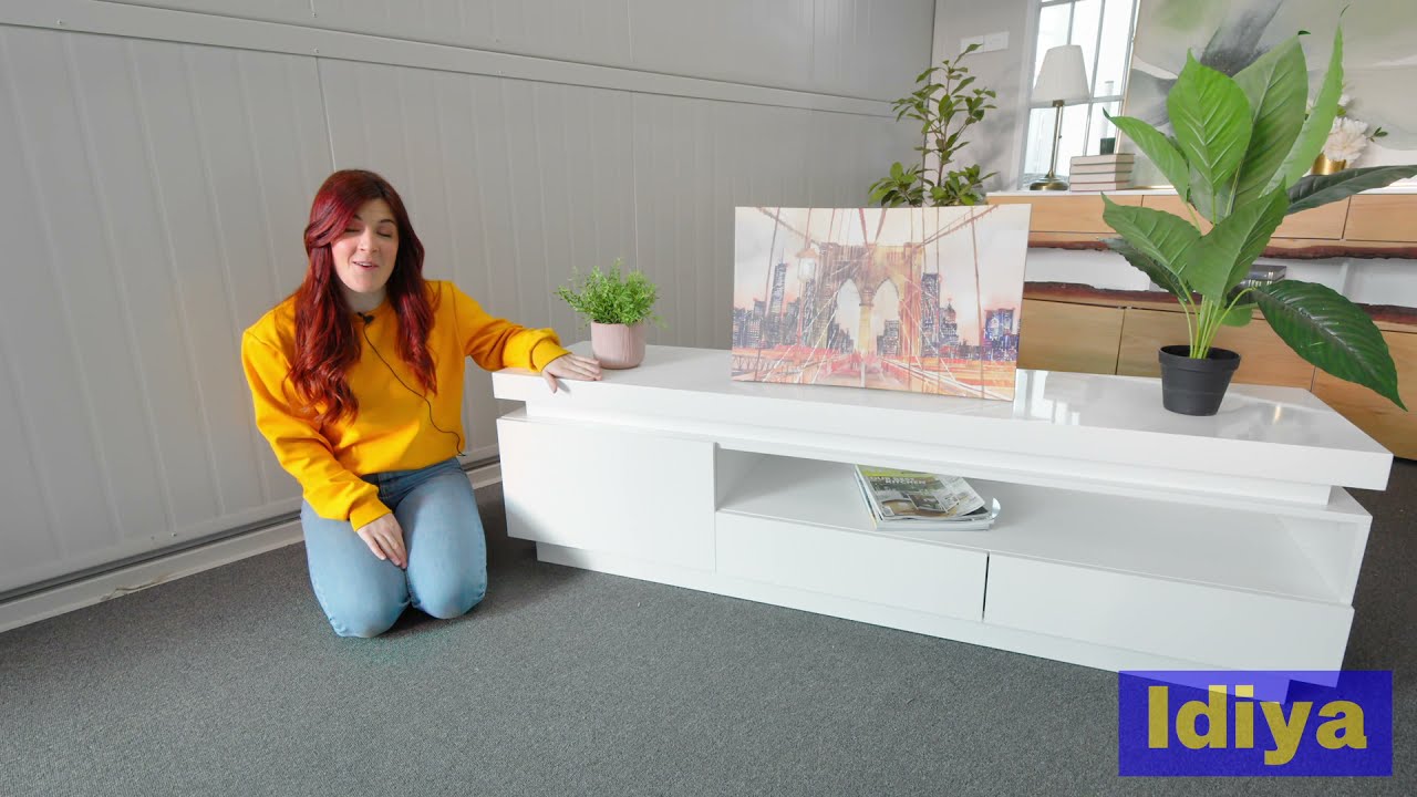 Watch video Idiya Aspen Tv Unit White Gloss Now Idiya Aspen Tv Unit White Gloss