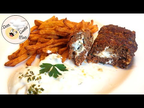 Bifteki: Griechische Frikadellen mit Feta-Käse 🇬🇷 || Heißluftfritteuse (Airfryer) || Rezept