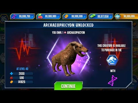 Unlock and breed successfully Archaeophicyon maximum level - Jurassic World The Game