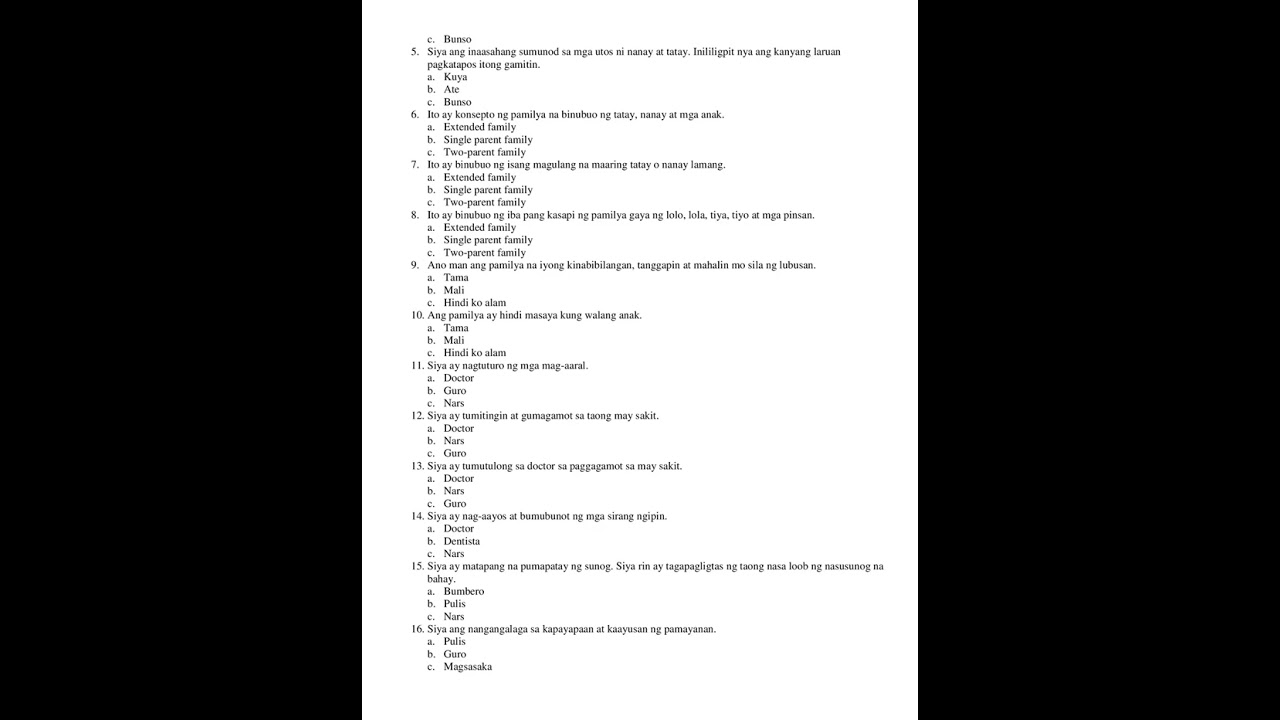 Grade 1 Makabansa Pre Post Test