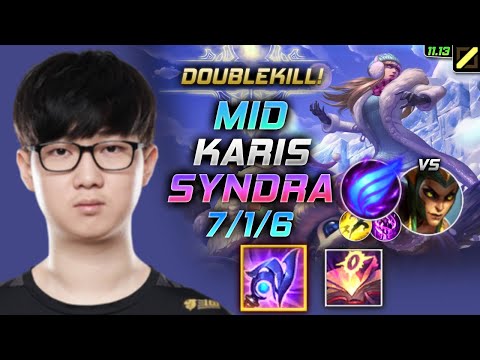 Karis Syndra MID vs Cassiopeia - 카리스 미드 신드라 템트리 룬 루덴 난입 シンドラ Синдра 暗黑元首 星朵拉 - LOL KR 11.13