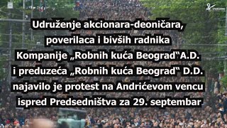 Od 29 oktobra svakodnevni protesti ispred Predsedništva Srbije! Radnici stižu jer su opljačkani!