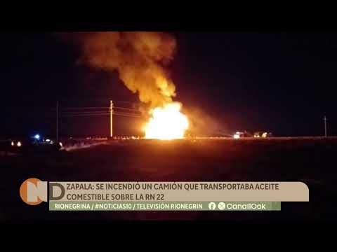 Zapala: Se incendió un camión que transportaba aceite comestible sobre la Ruta 22