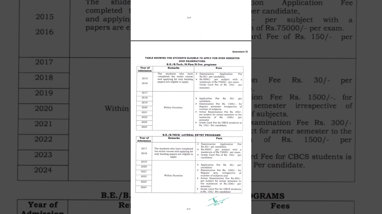 VTU Circular for Exam Application form for 3rd sem to 8th sem students - Very Important update