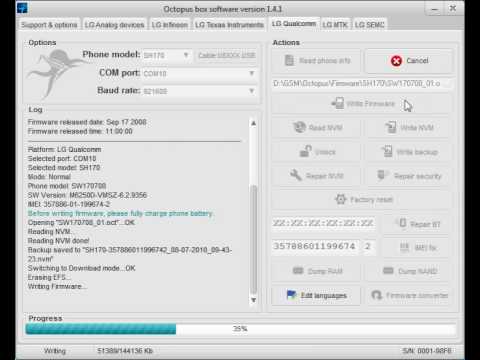 LG SH170 Write firmware and Unlock