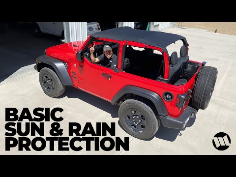 Basic Sun Shade and Rain Protection for a Jeep JL Wrangler - Rugged Ridge Savanah Brief Top Bikini