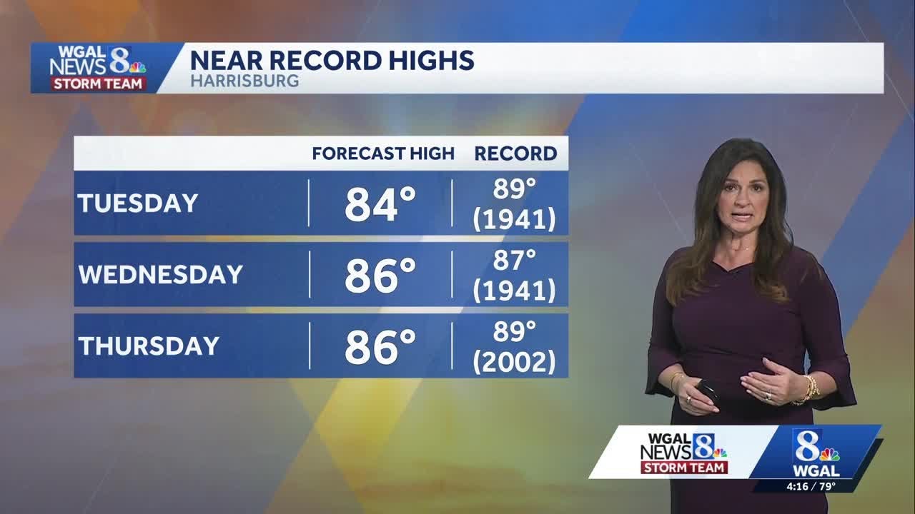 Temperatures will surge to the 80s, putting records in jeopardy for south-central Pennsylvania