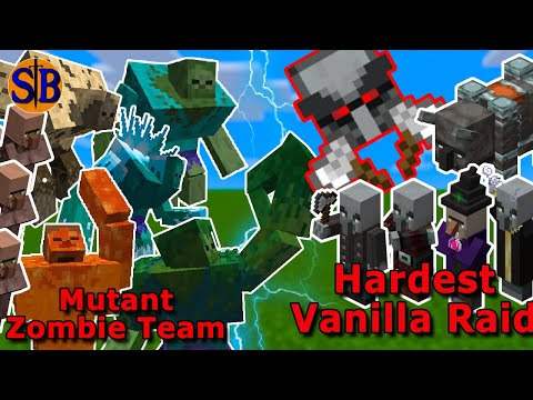 Sathariel Battle - Can the Mutant Zombie Team Defend against the Hardest Vanilla Raid | Minecraft Mob Battle
