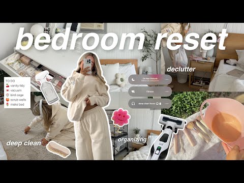 SUNDAY BEDROOM RESET 🌷 deep cleaning, vanity clean out, decluttering & organising everything!!