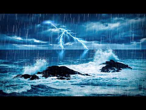 Massive Thunderstorm Sounds & Large Ocean Waves for Sleeping