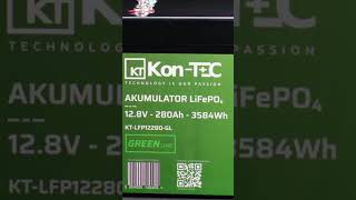 ❄️Baterie Kon-Tec KT-LFP12280-GL Green Line Lithium-železo-fosfátová LiFePO4 baterie 12V, 12,8V 280Ah, 3584Wh - Wireless BMS System + funkce ohřevu baterie | Aplikace v češtině