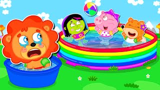 Lion Family | Don't Feel Jealous! Let's Play Together - Plays in Swimming Pool | Cartoon for Kids
