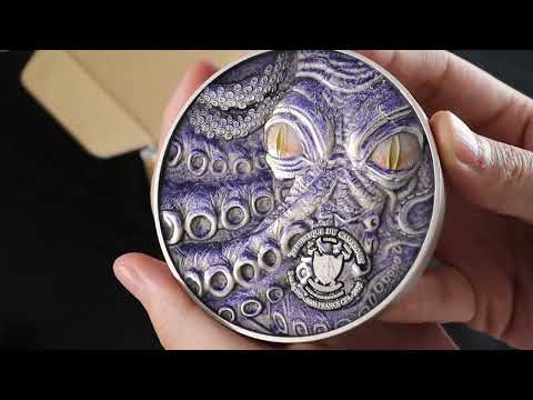 2025 Cameroon Release the Kraken 2 oz silver copper core 80mm coin