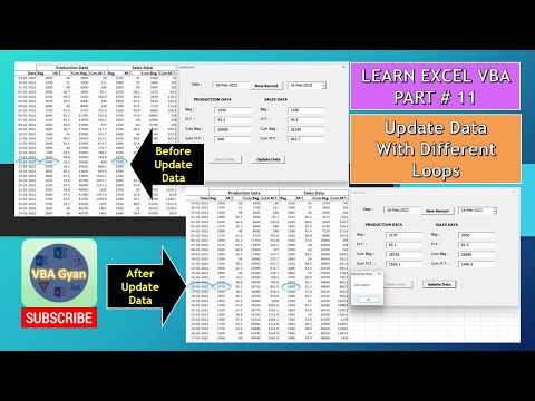 Learn VBA Code Part 11 || Update Data with Loops