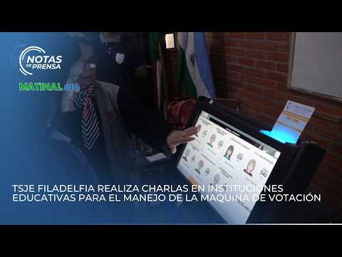 El TSJE Filadelfia realiza charlas en instituciones educativas para el uso de la maquina de votación