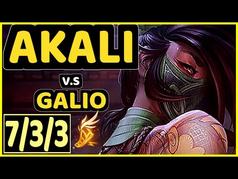 SKT T1 FAKER (AKALI) vs GALIO - 7/3/3 KDA MID CHALLENGER GAMEPLAY - KR