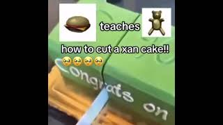 Cover art for cheese burger teaches bear how to cut a xan cake