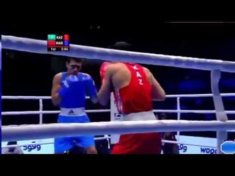 69kg AIBA World Boxing Doha 2015 Finals لحظة فوز الملاكم المغربي ربيعي ببطولة العالم