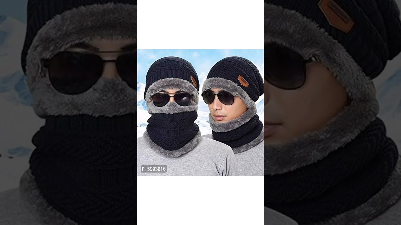 crochet woolen beanie cap || net scarf ||#shorts