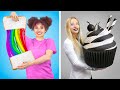 Rainbow vs Black and White Challenge for 24 Hours!