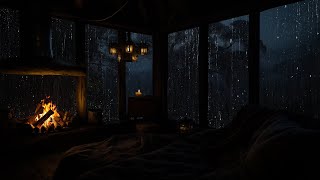 Soothing Rain & Fireplace in Cabin | Calm Ambience for Deep Rest