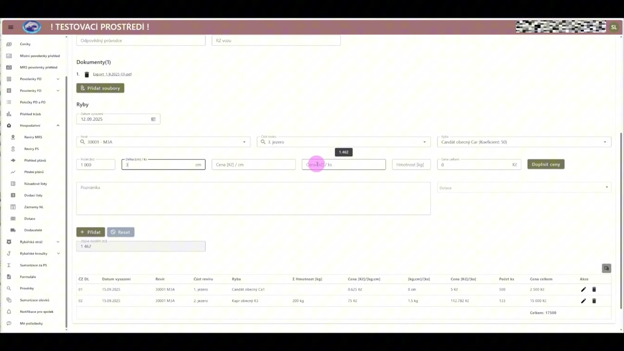 12.2 Násadový list - víc revírů