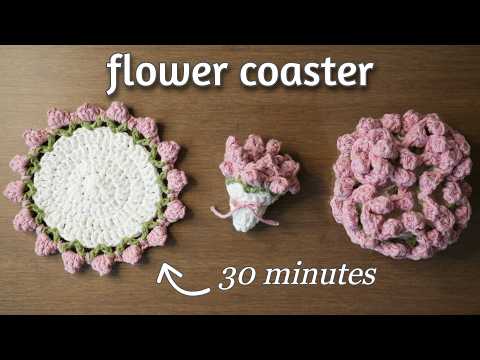 Crochet Flower Bouquet Coaster Tutorial